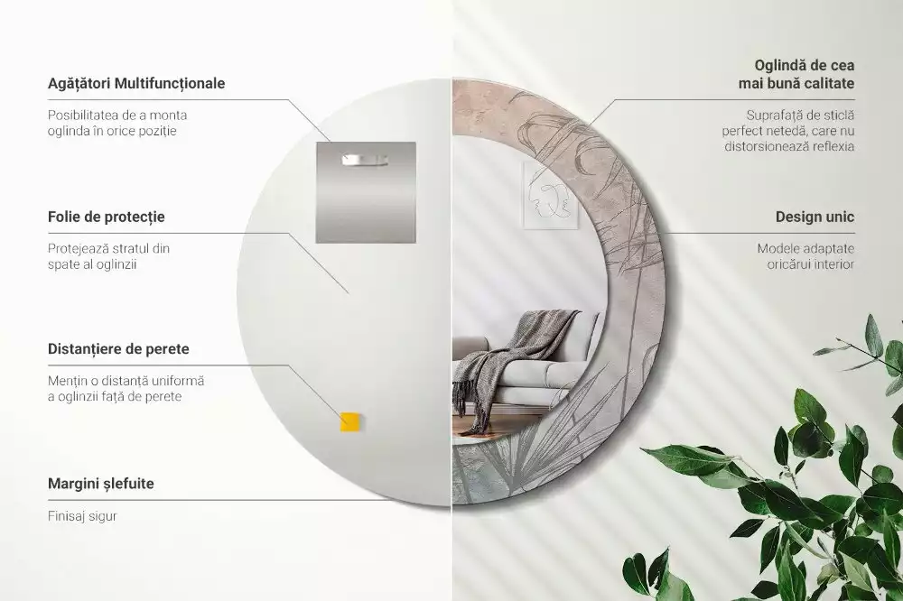 Lustro z drukowaną ramką w motywie tropikalnych kwiatów