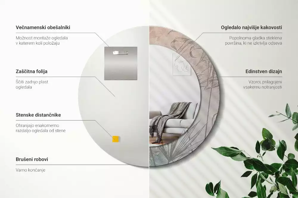 Lustro z drukowaną ramką w motywie tropikalnych kwiatów