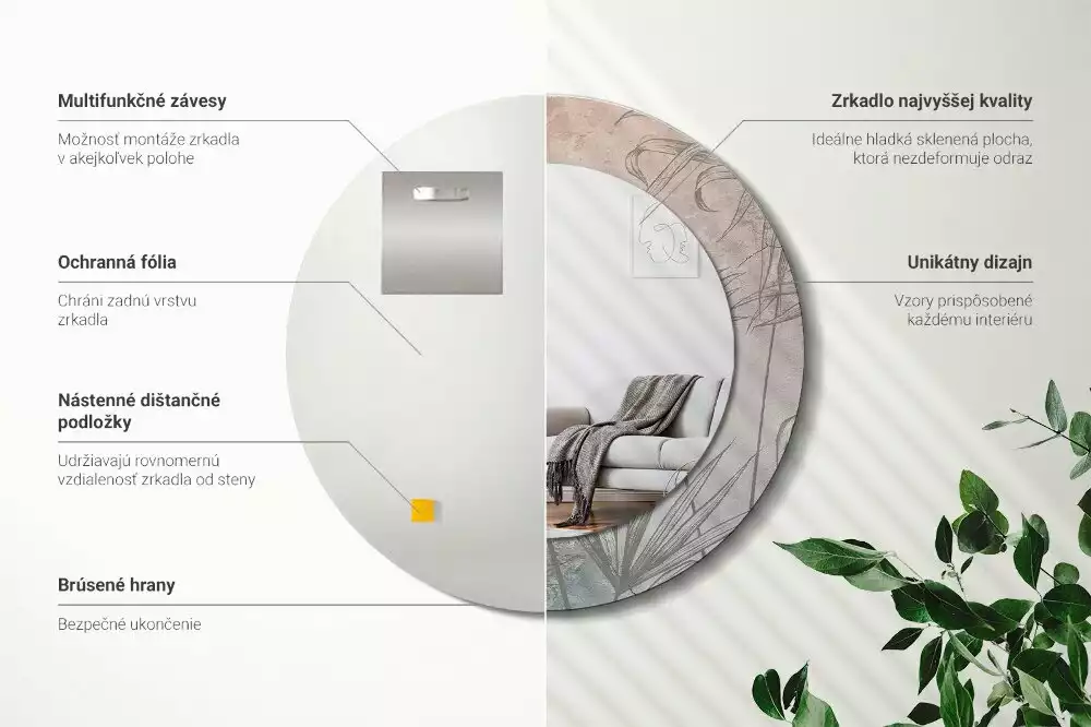 Lustro z drukowaną ramką w motywie tropikalnych kwiatów