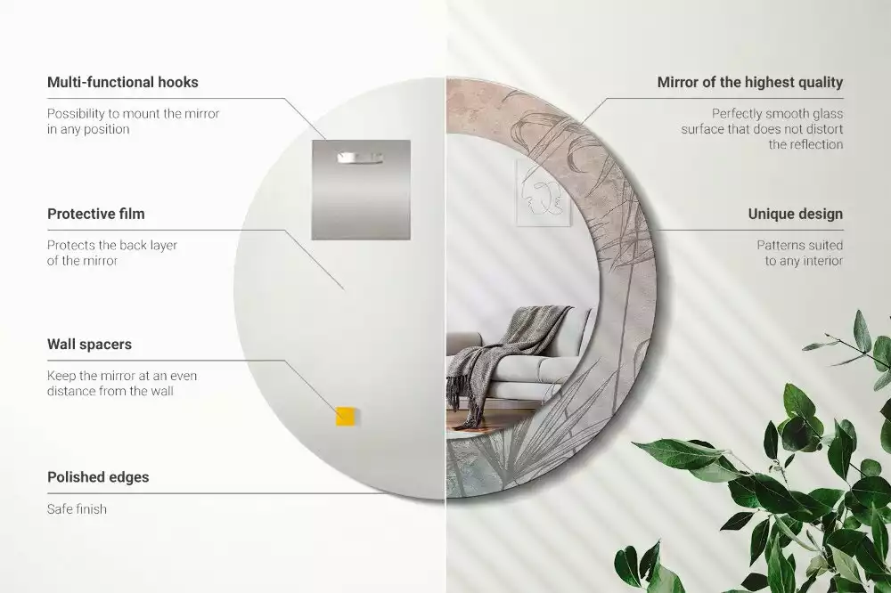 Lustro z drukowaną ramką w motywie tropikalnych kwiatów