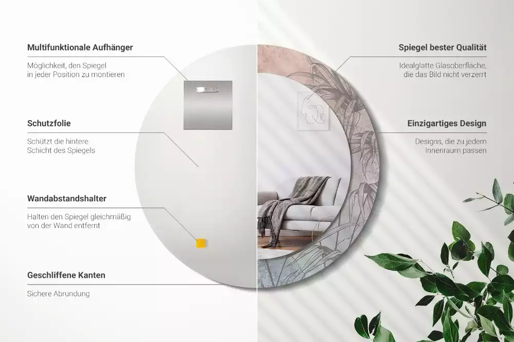 Lustro z drukowaną ramką w motywie tropikalnych kwiatów