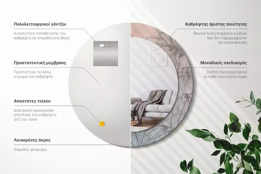 Lustro z drukowaną ramką w motywie tropikalnych kwiatów