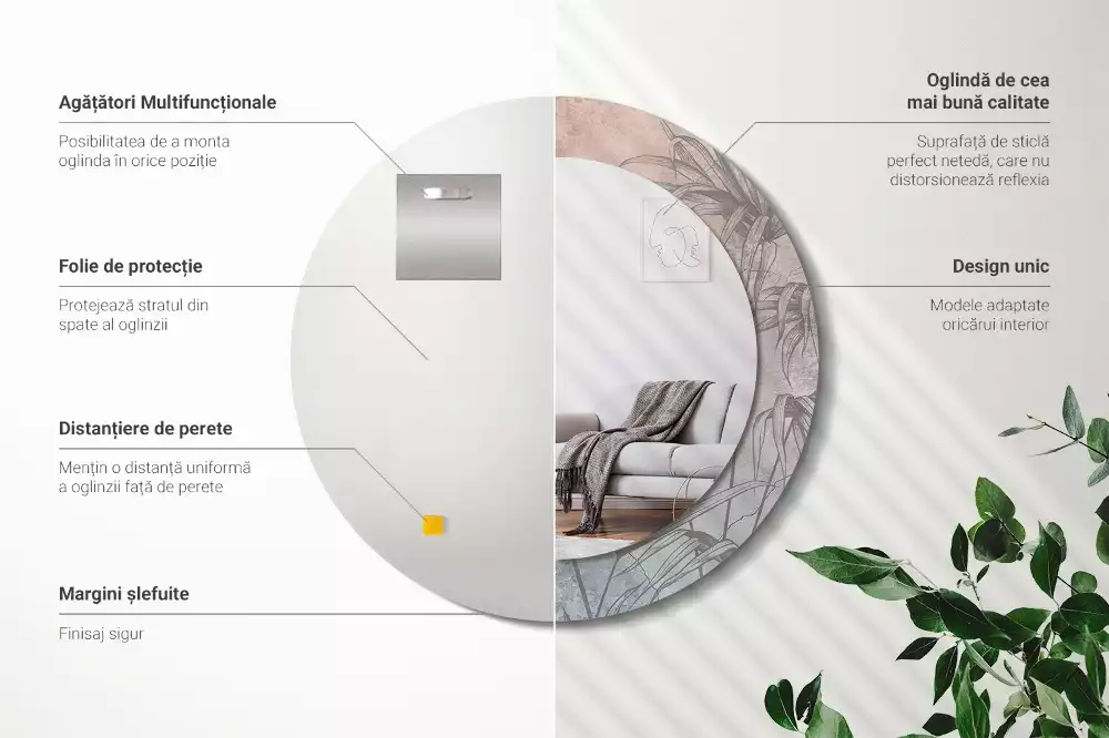 Lustro z drukowaną ramką w motywie tropikalnych kwiatów