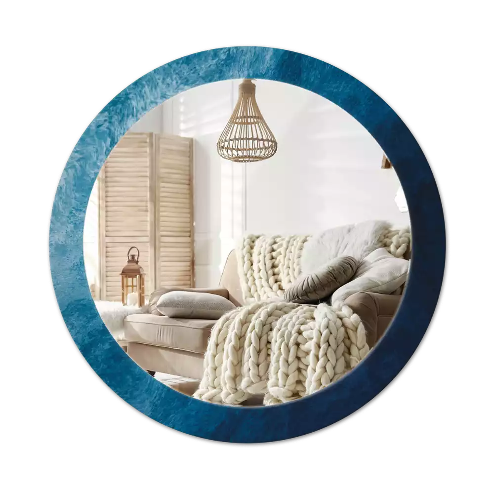 Lustro z ramą i nadrukiem z motywem abstrakcyjnej sztuki w wersji okrągłej