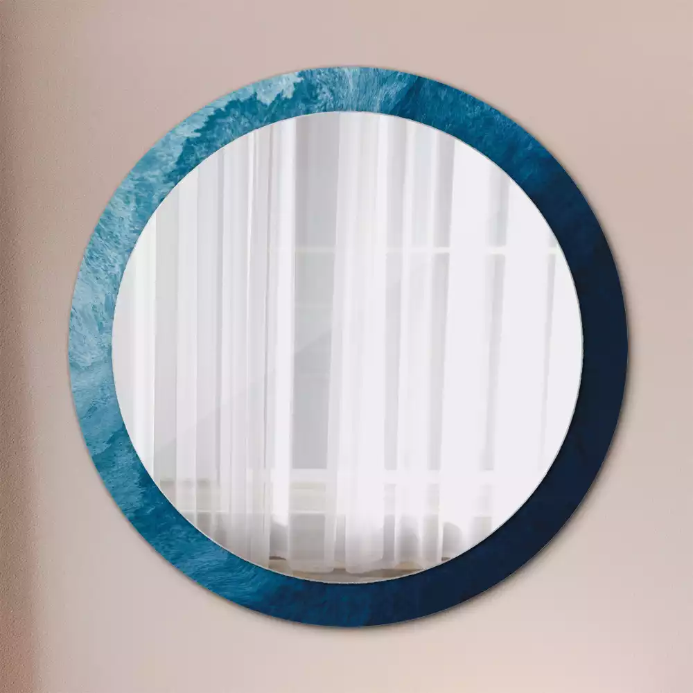 Lustro z ramą i nadrukiem z motywem abstrakcyjnej sztuki w wersji okrągłej