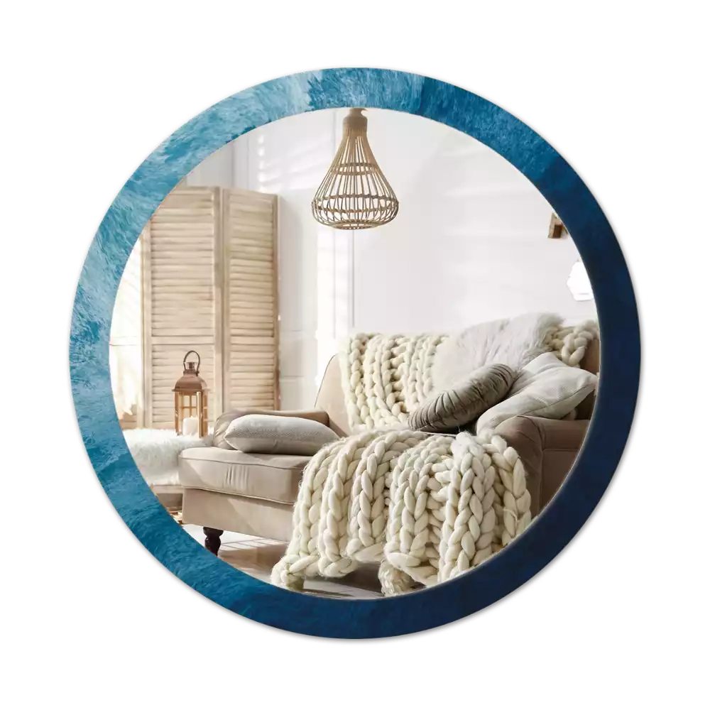 Lustro z ramą i nadrukiem z motywem abstrakcyjnej sztuki w wersji okrągłej