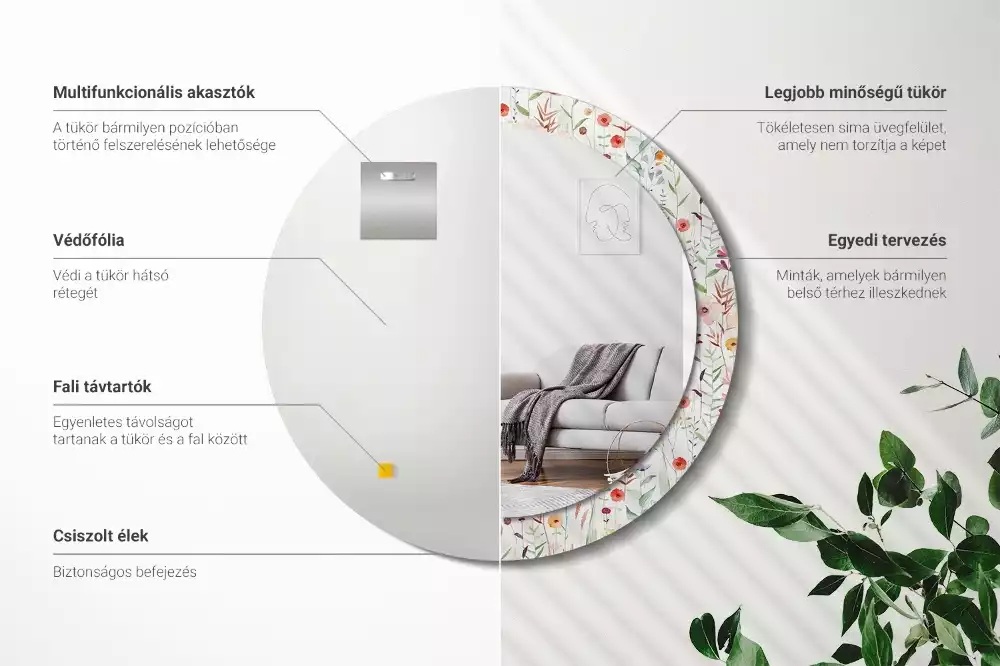 Lustro ścienne dekoracyjne w stylu Dzikie kwiaty