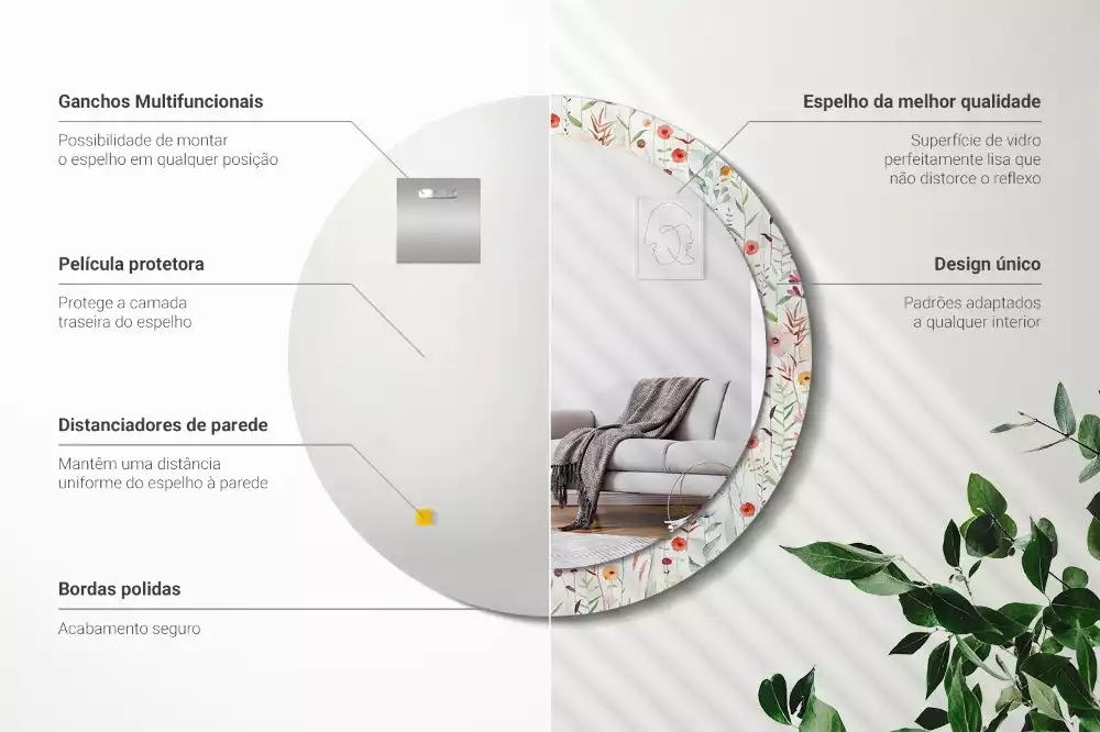 Lustro ścienne dekoracyjne w stylu Dzikie kwiaty