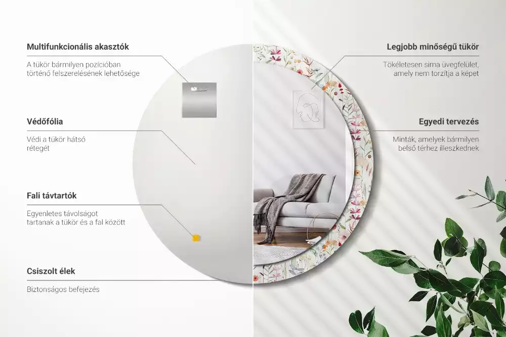 Lustro ścienne dekoracyjne w stylu Dzikie kwiaty