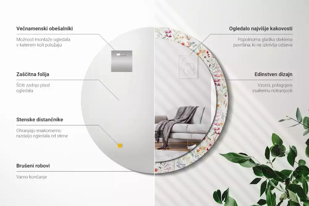 Lustro ścienne dekoracyjne w stylu Dzikie kwiaty