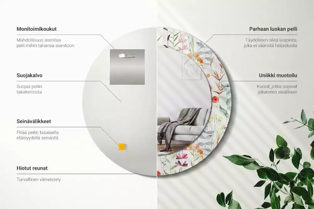 Lustro ścienne dekoracyjne w stylu Dzikie kwiaty