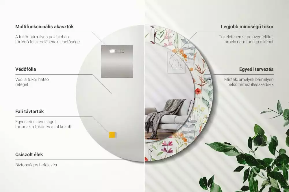 Lustro ścienne dekoracyjne w stylu Dzikie kwiaty