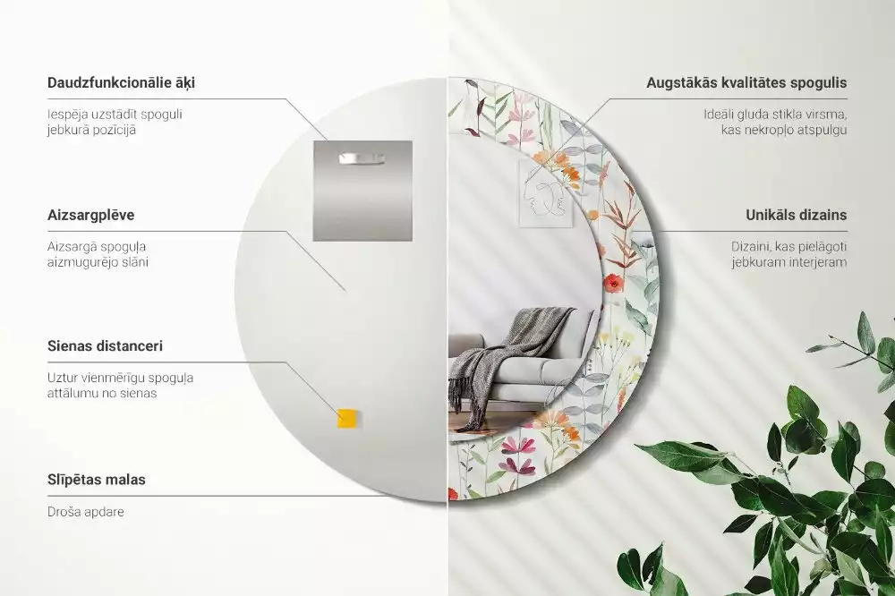 Lustro ścienne dekoracyjne w stylu Dzikie kwiaty