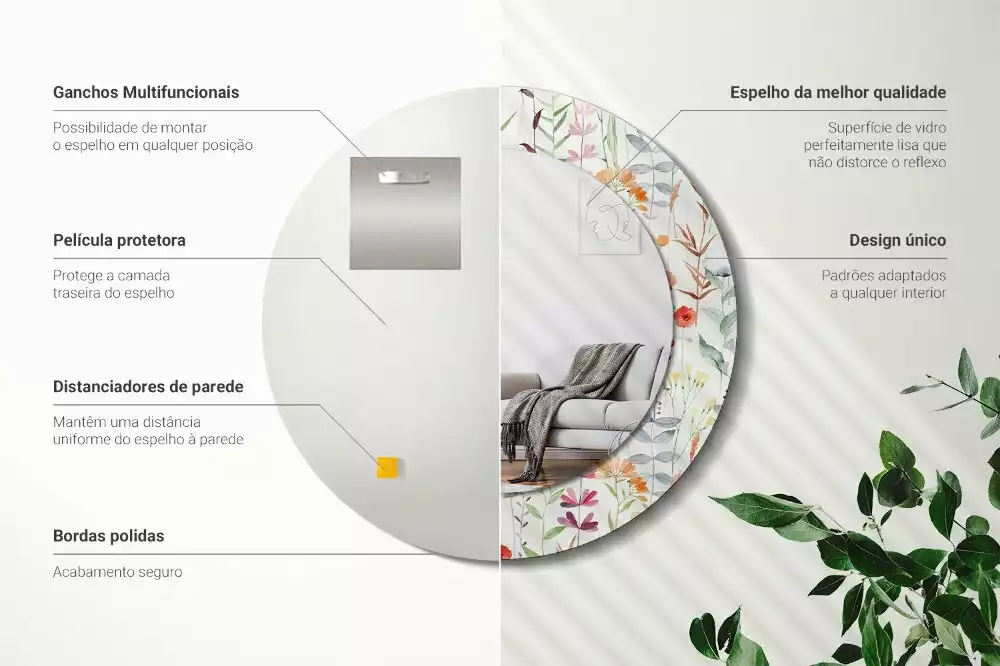 Lustro ścienne dekoracyjne w stylu Dzikie kwiaty