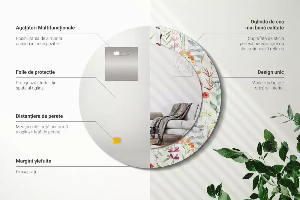 Lustro ścienne dekoracyjne w stylu Dzikie kwiaty