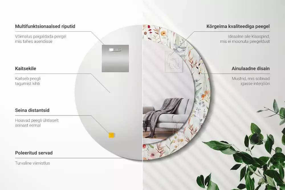 Lustro ścienne dekoracyjne w stylu Dzikie kwiaty