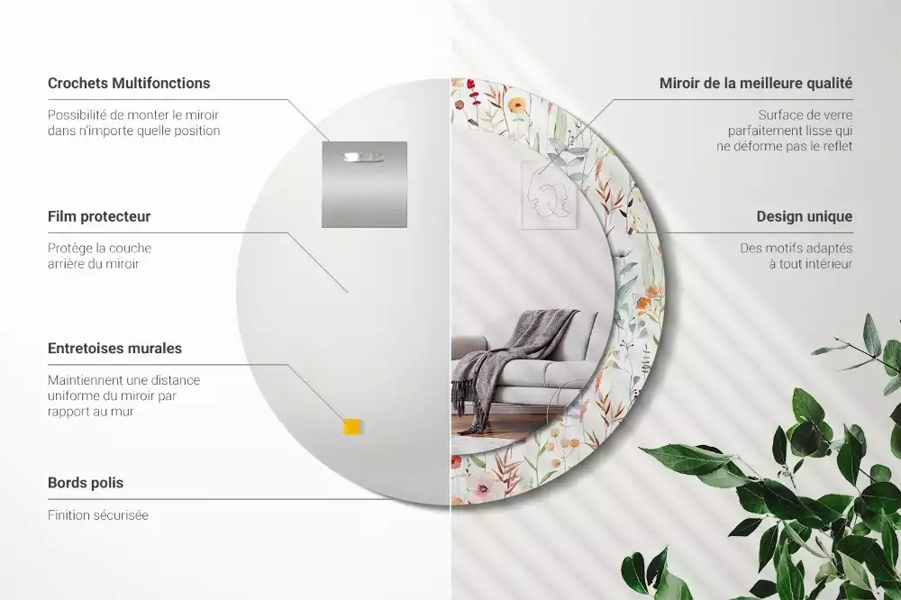 Lustro ścienne dekoracyjne w stylu Dzikie kwiaty