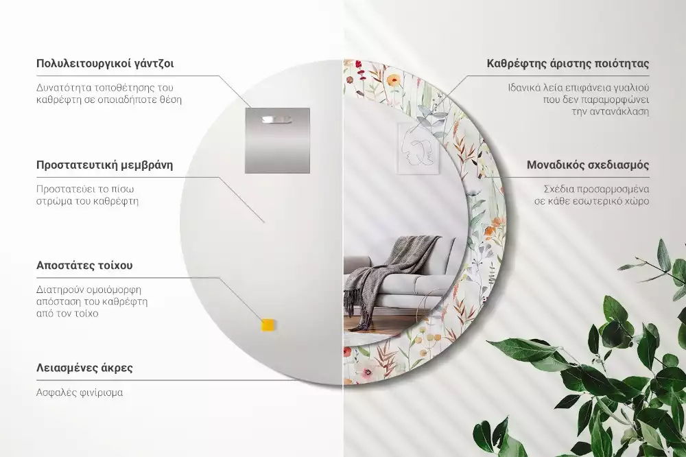 Lustro ścienne dekoracyjne w stylu Dzikie kwiaty