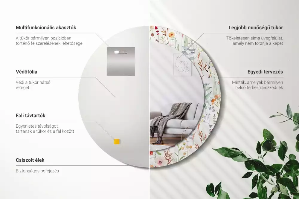 Lustro ścienne dekoracyjne w stylu Dzikie kwiaty