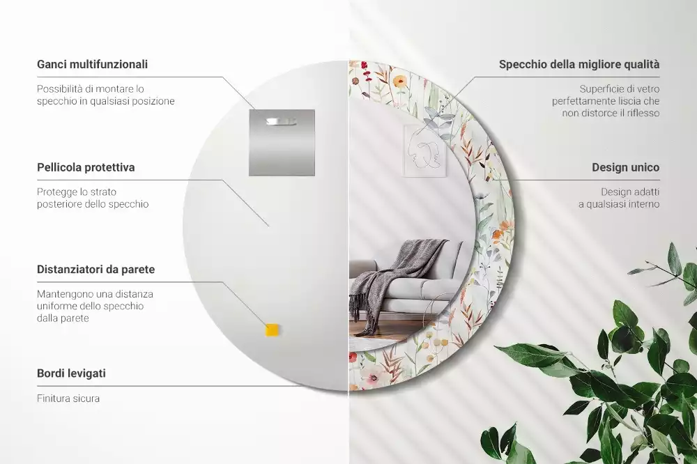 Lustro ścienne dekoracyjne w stylu Dzikie kwiaty