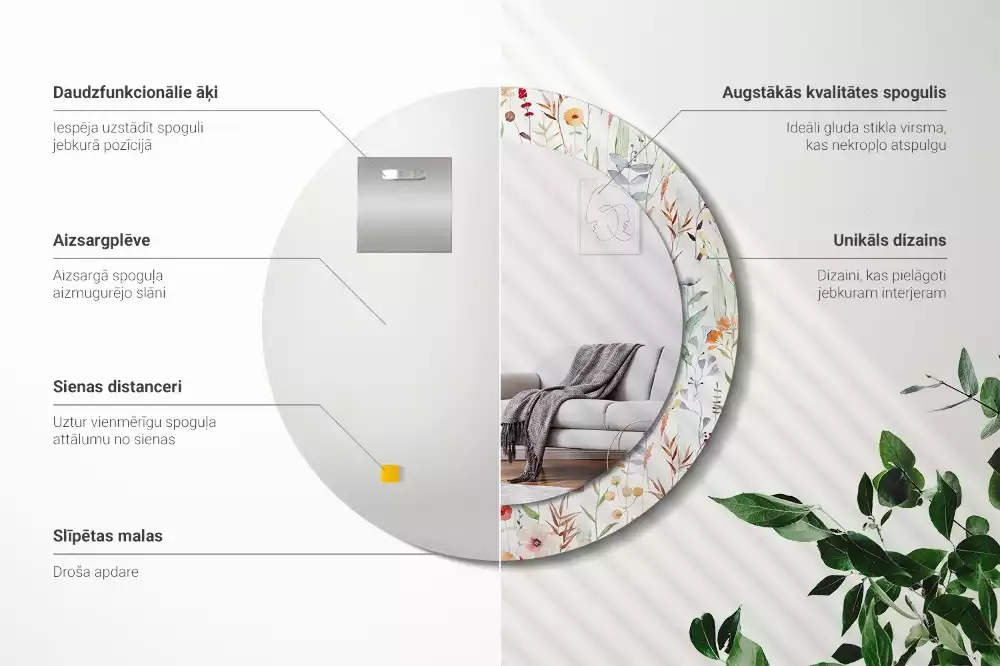 Lustro ścienne dekoracyjne w stylu Dzikie kwiaty