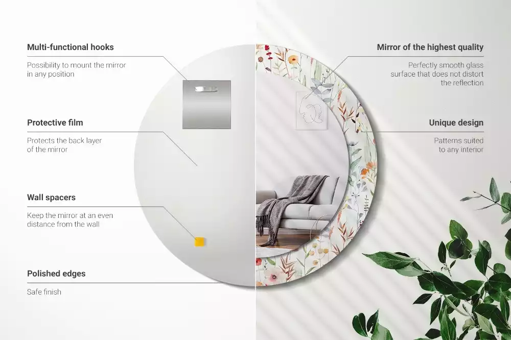 Lustro ścienne dekoracyjne w stylu Dzikie kwiaty