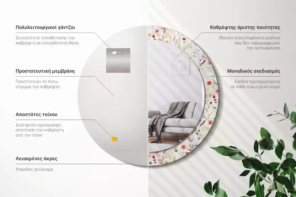 Lustro ścienne dekoracyjne w stylu Dzikie kwiaty