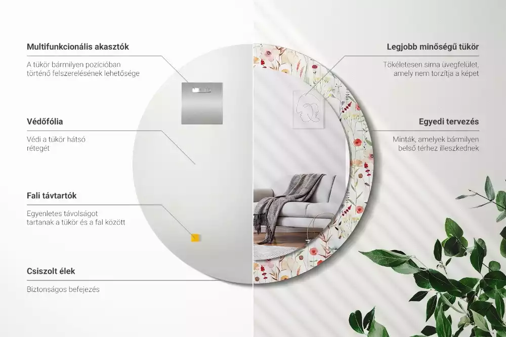 Lustro ścienne dekoracyjne w stylu Dzikie kwiaty