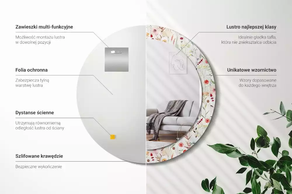 Lustro ścienne dekoracyjne w stylu Dzikie kwiaty