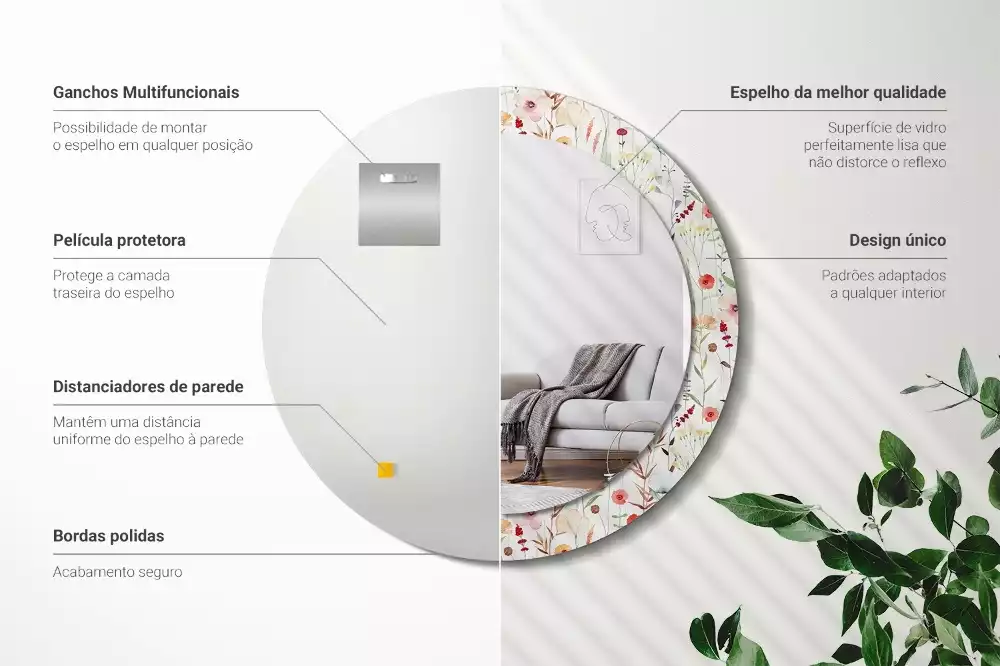 Lustro ścienne dekoracyjne w stylu Dzikie kwiaty