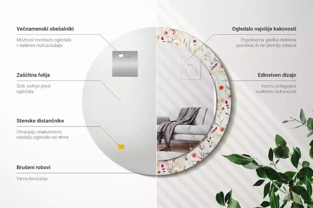 Lustro ścienne dekoracyjne w stylu Dzikie kwiaty