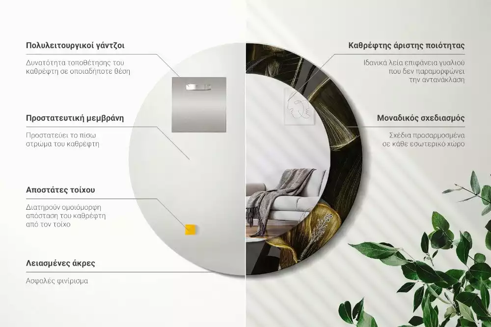 Lustro w ramie z nadrukiem przedstawiającym kwiaty hibiskusa