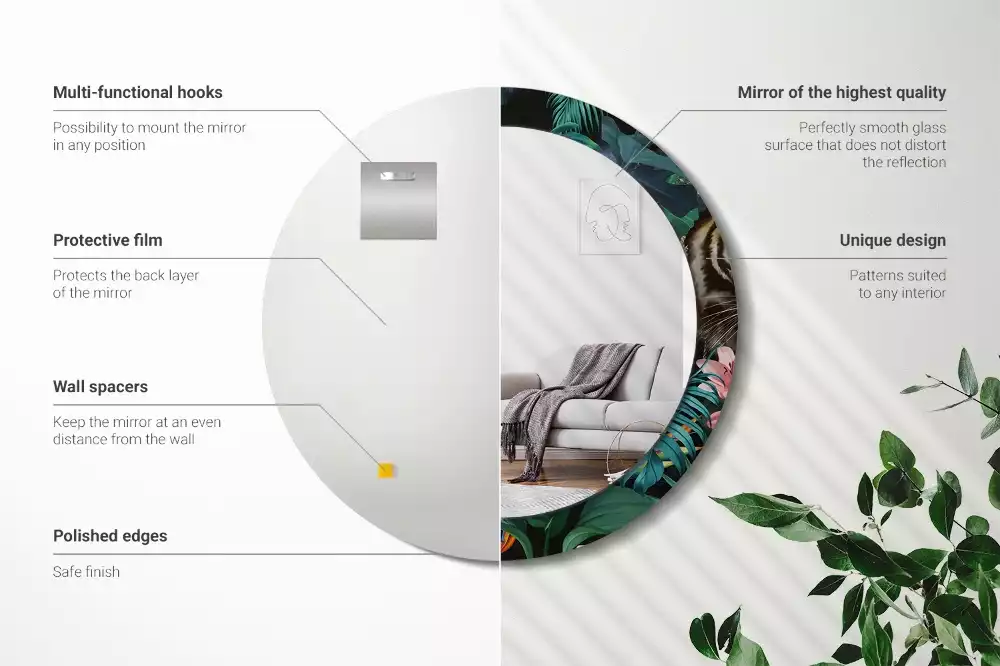 Lustro ścienne dekoracyjne w stylu vintage z motywem dżungli