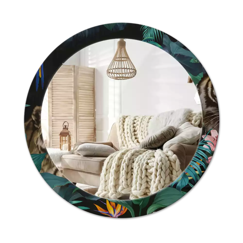 Lustro ścienne dekoracyjne w stylu vintage z motywem dżungli