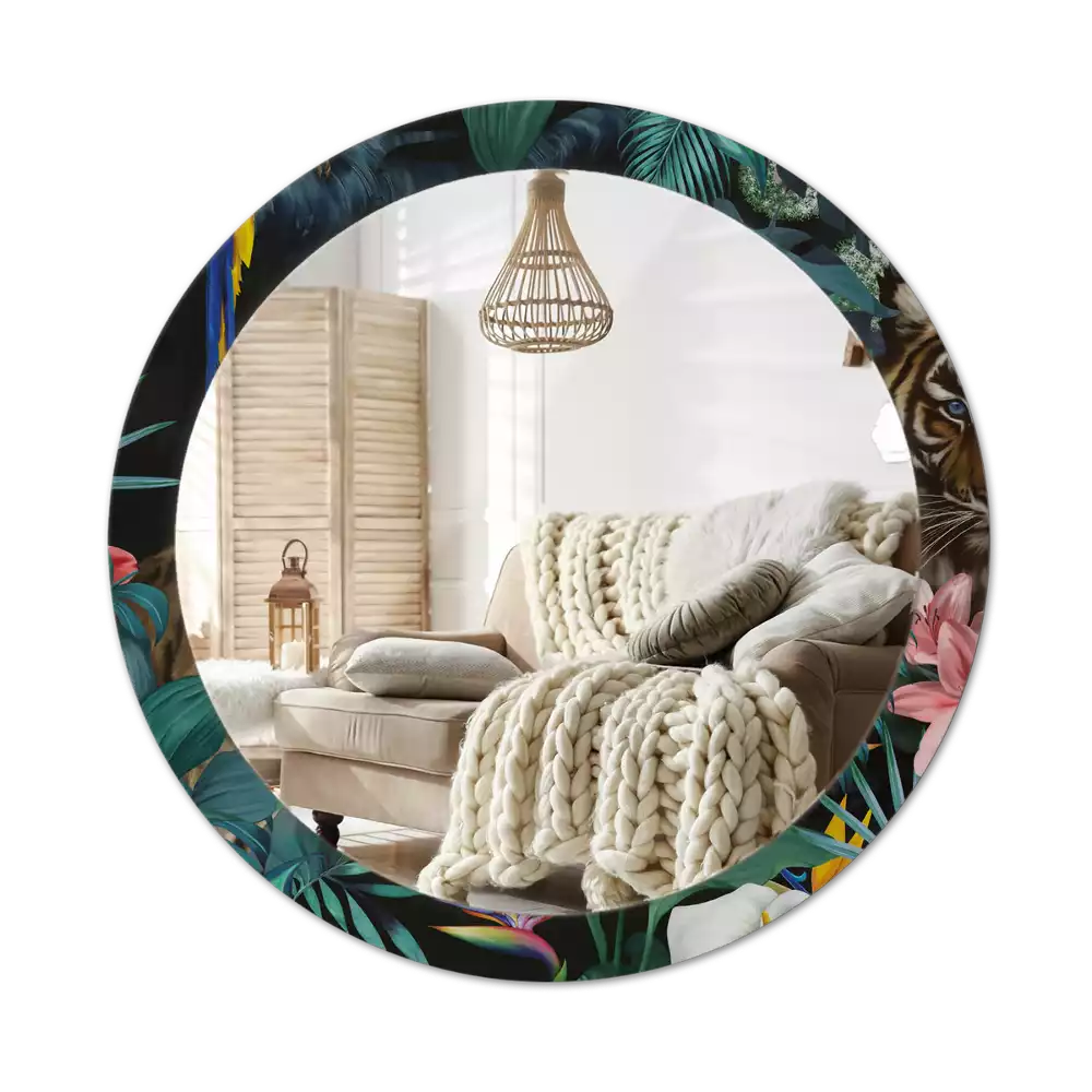 Lustro ścienne dekoracyjne w stylu vintage z motywem dżungli