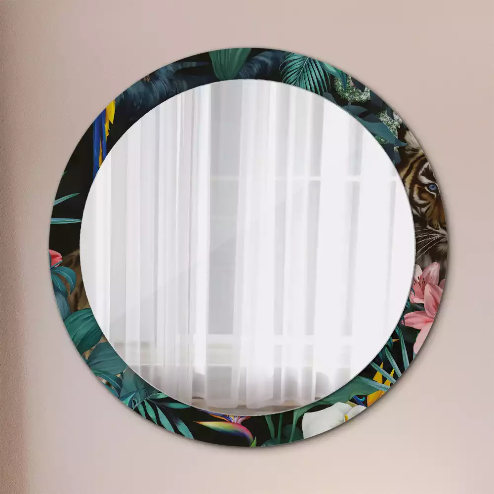 Lustro ścienne dekoracyjne w stylu vintage z motywem dżungli