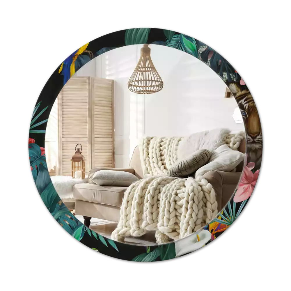 Lustro ścienne dekoracyjne w stylu vintage z motywem dżungli