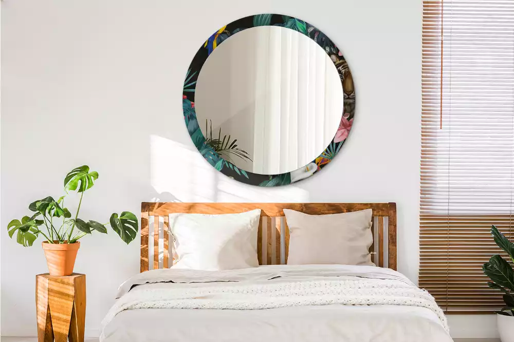 Lustro ścienne dekoracyjne w stylu vintage z motywem dżungli