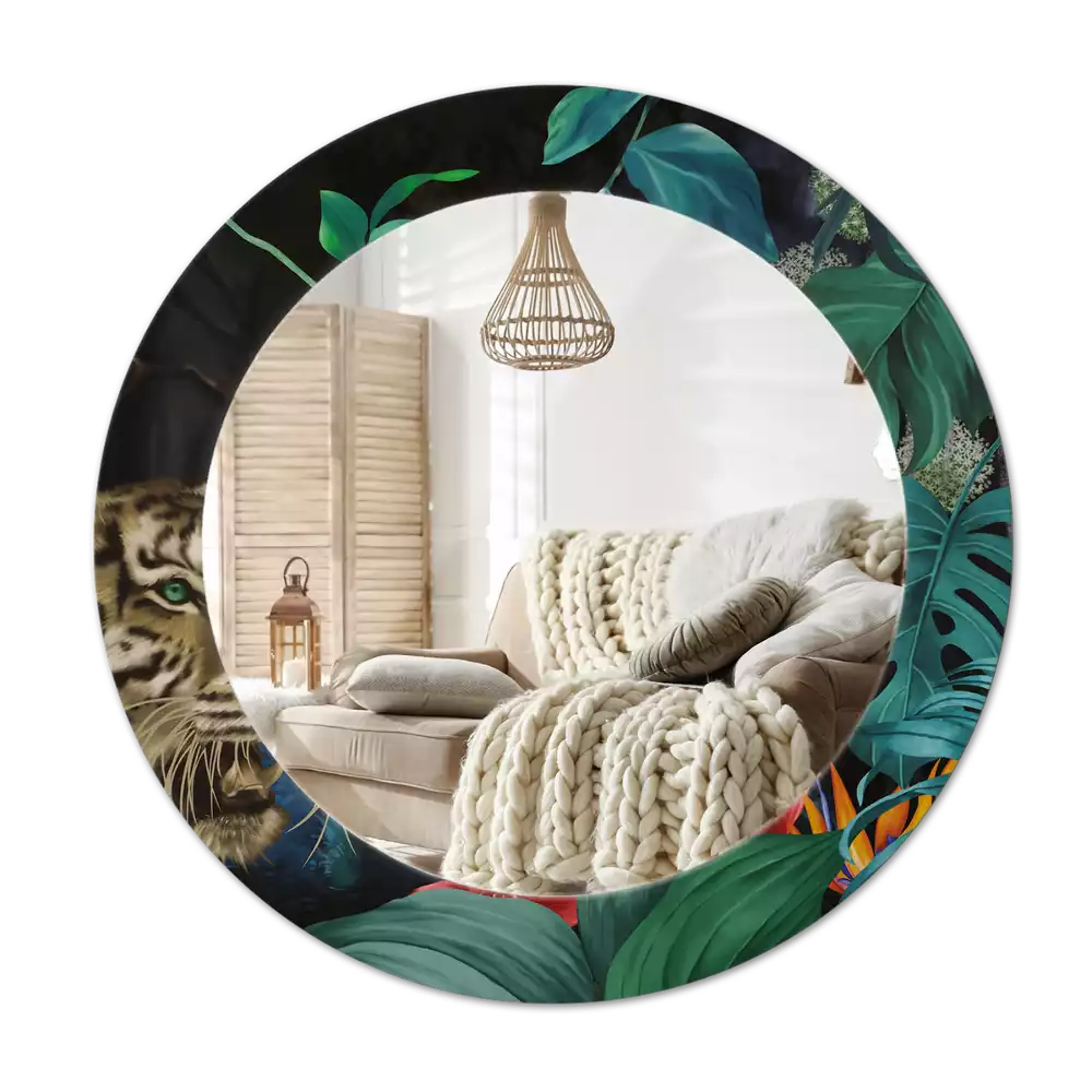 Lustro ścienne dekoracyjne w stylu vintage z motywem dżungli