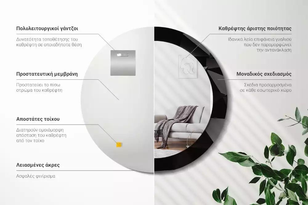 Lustro ścienne dekoracyjne w abstrakcyjnym czarnym motywie