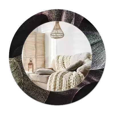 Lustro ścienne dekoracyjne z motywem ciemnych tropikalnych liści