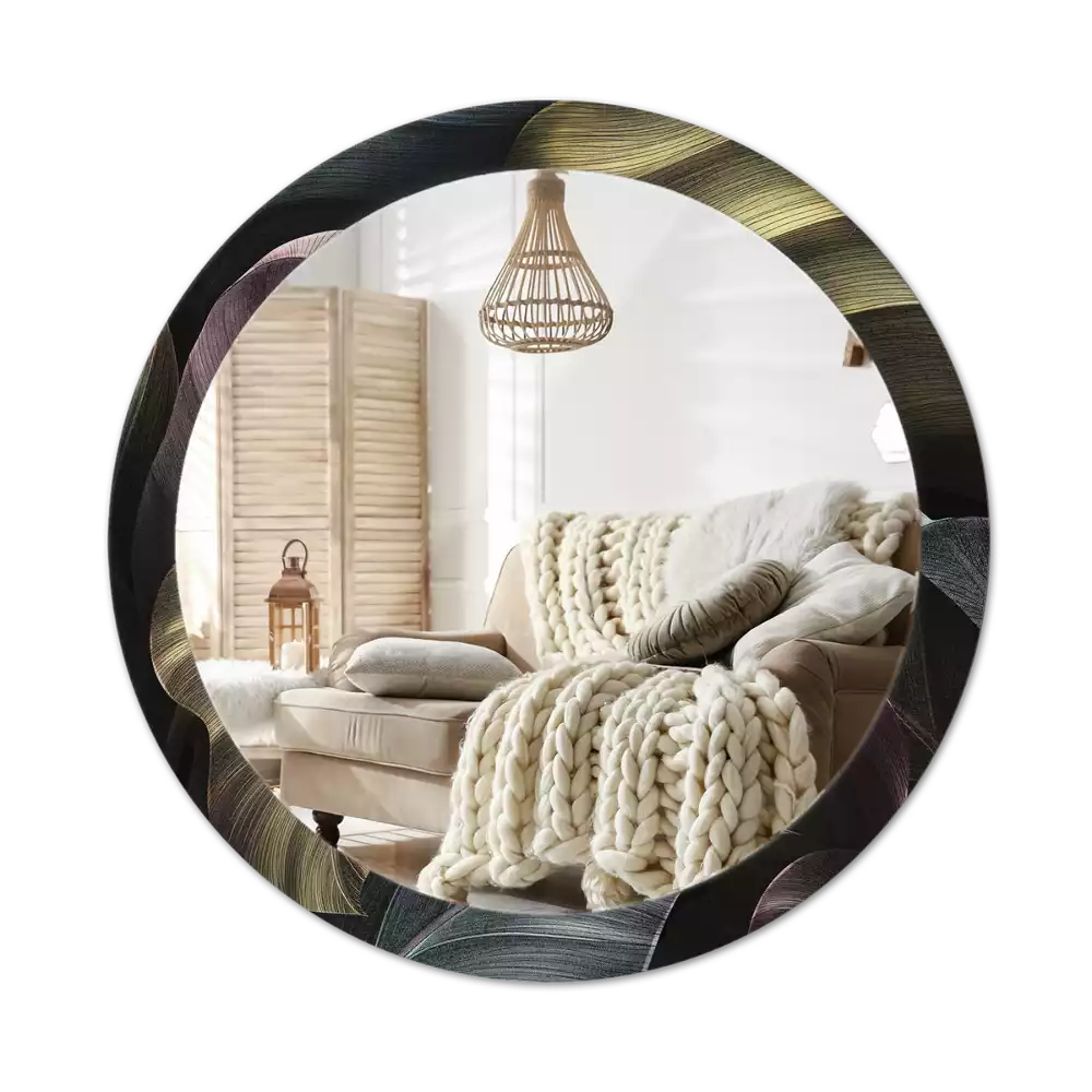 Lustro ścienne dekoracyjne z motywem ciemnych tropikalnych liści