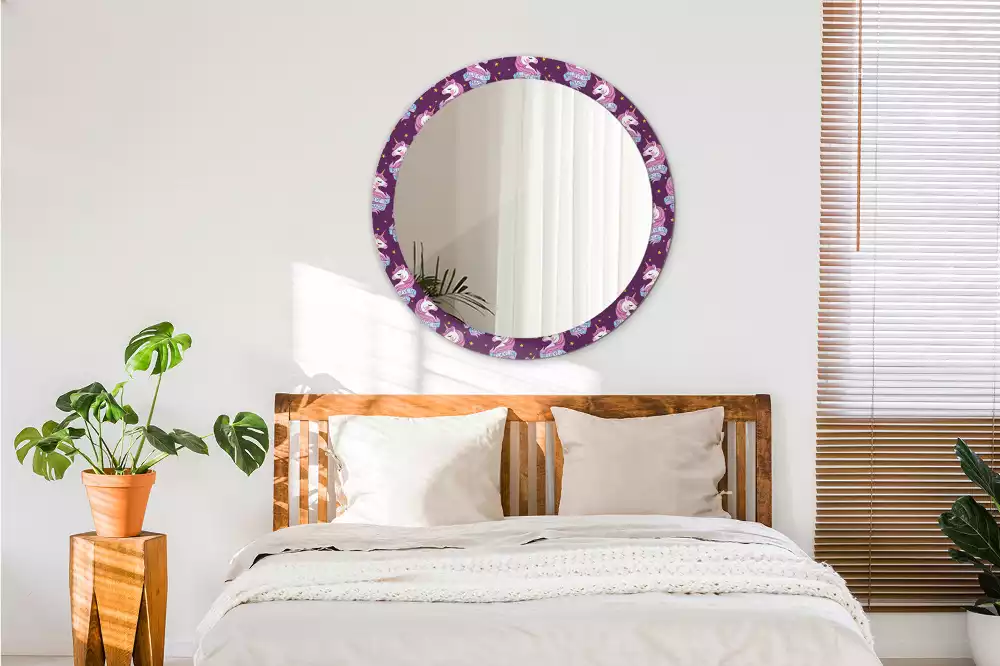 Lustro ścienne dekoracyjne z motywem jednorożca i gwiazd