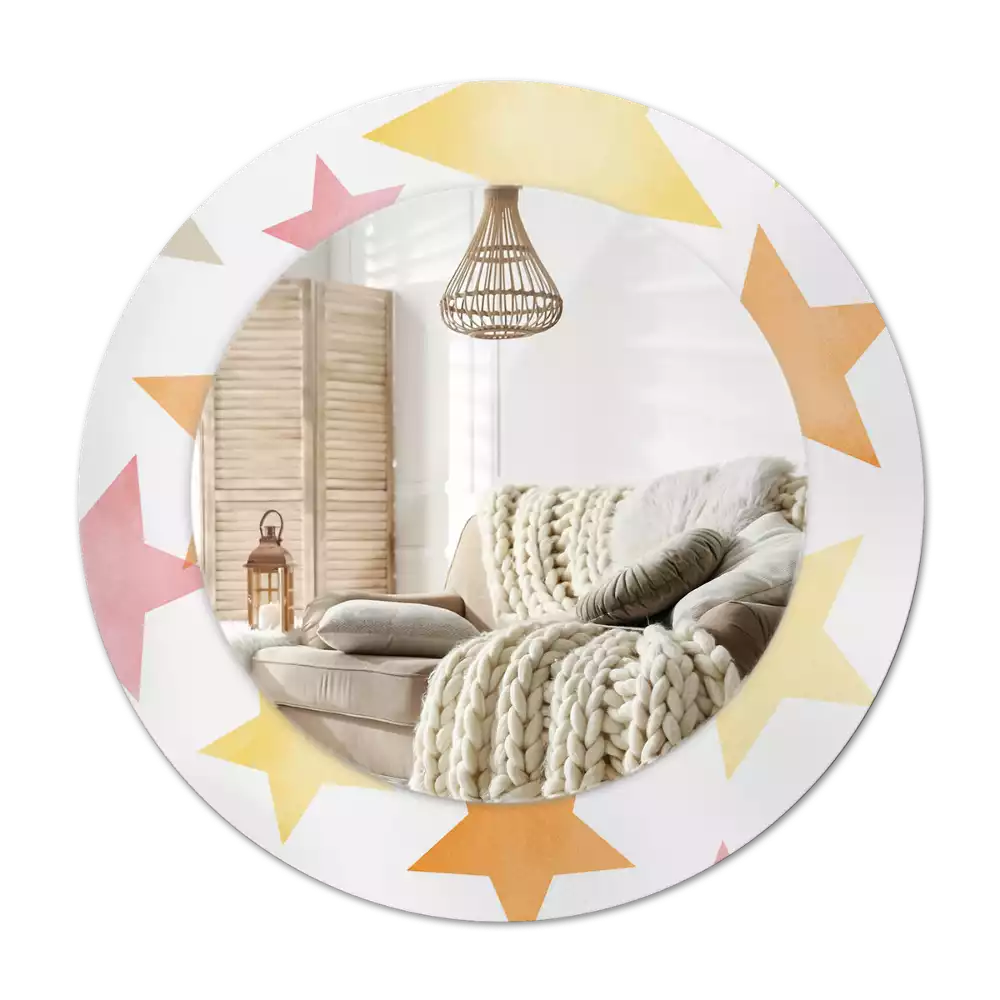 Lustro z drukowaną ramką w pastelowe gwiazdy