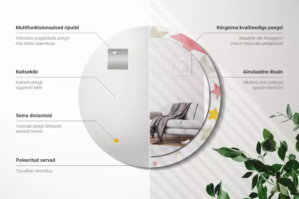 Lustro z drukowaną ramką w pastelowe gwiazdy