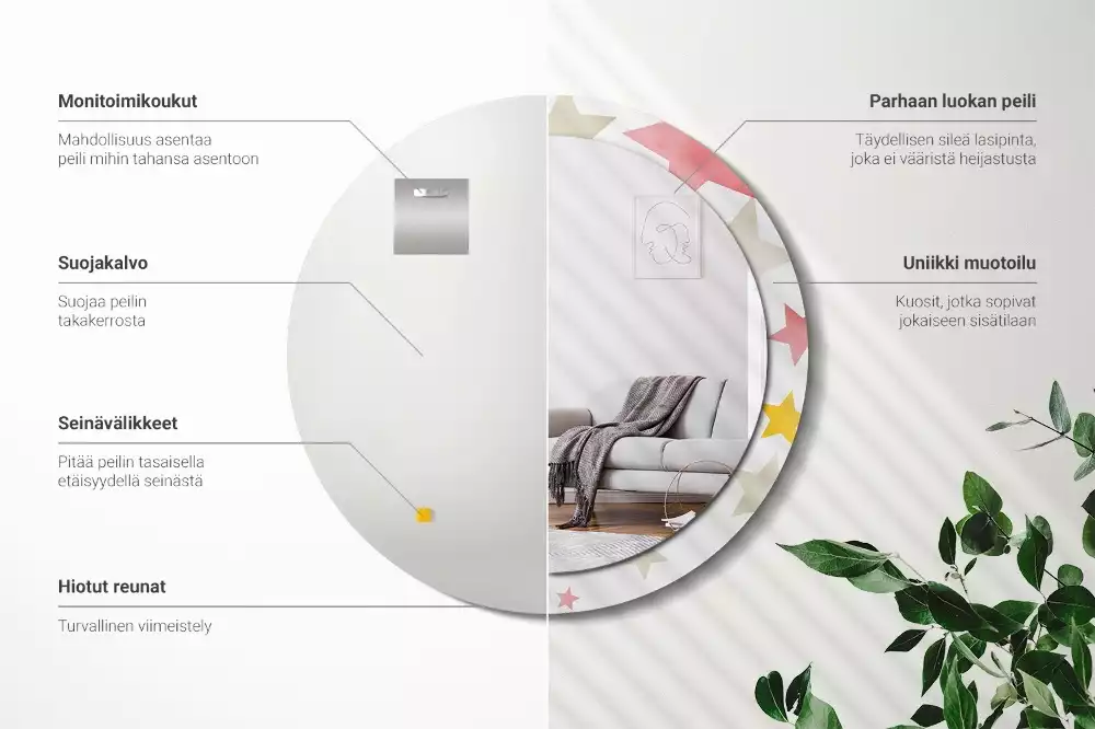 Lustro z drukowaną ramką w pastelowe gwiazdy