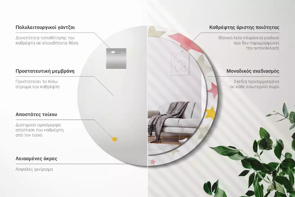 Lustro z drukowaną ramką w pastelowe gwiazdy