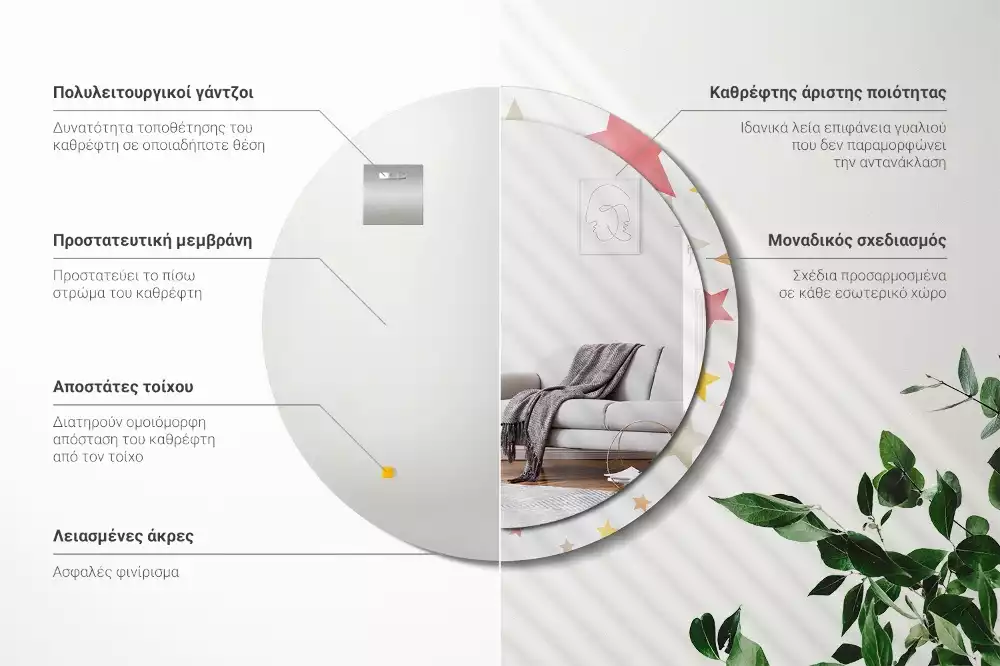 Lustro z drukowaną ramką w pastelowe gwiazdy