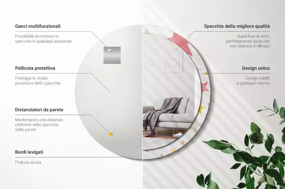 Lustro z drukowaną ramką w pastelowe gwiazdy