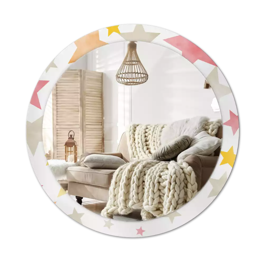 Lustro z drukowaną ramką w pastelowe gwiazdy